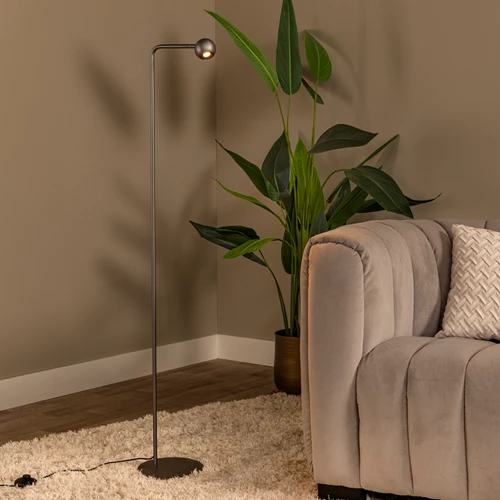 Lucide MONTANA - Vloerlamp - LED Dimb. - 1x6,3W 2700K - Grijs ijzer | Premium - sfeer 1